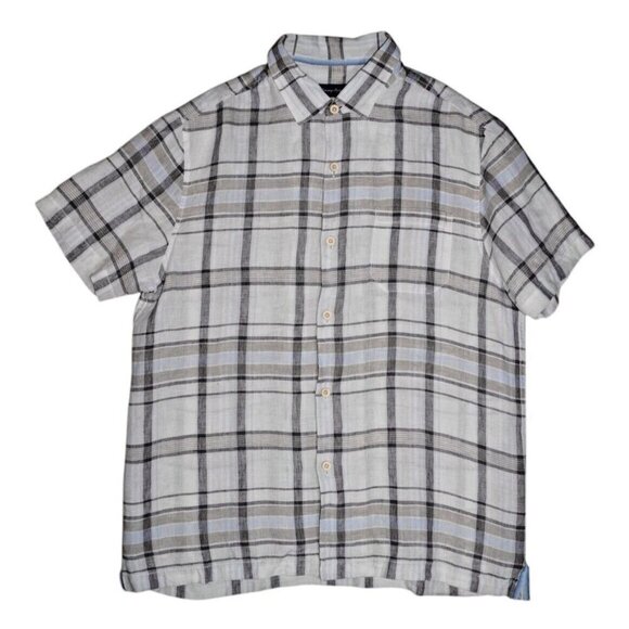 Tommy Bahama 100% Linen Plaid Button Down Shirt Size Large - Picture 1 of 16